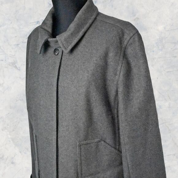 J Crew Gray Wool Blend Coat Hidden Placket Button Front Hip Length Women’s XL - Picture 1 of 7